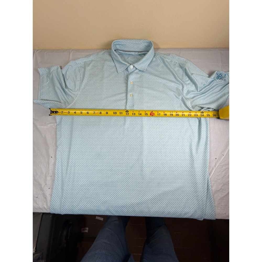 Johnnie-O Mens XL Blue Geometric Performance Golf Polo Shirt The 1906 SS - Picture 7 of 9